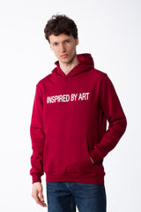 Men's Puff-Print Graphic Cross Over Hood Kangaroo Pocket Comfort With Clear Artistic Statement Slim Fit Sweatshirt
