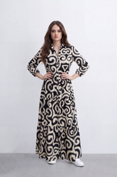 Women’s Tomato Store Baroque Muse Maxi Dress Oversized Scroll Print Covers Full Length