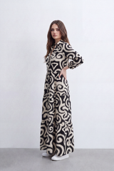 Women’s Tomato Store Baroque Muse Maxi Dress Oversized Scroll Print Covers Full Length