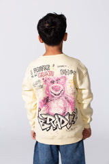 Boy's Round Neckline Long Sleeve With Printed Playful Pack Design Slim Fit Cozy Sweatshirt