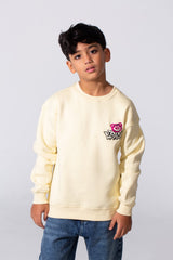 Boy's Round Neckline Long Sleeve With Printed Playful Pack Design Slim Fit Cozy Sweatshirt