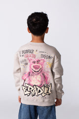 Boy's Round Neckline Long Sleeve With Printed Playful Pack Design Slim Fit Cozy Sweatshirt