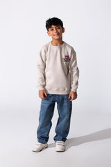 Boy's Round Neckline Long Sleeve With Printed Playful Pack Design Slim Fit Cozy Sweatshirt