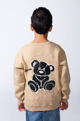 Boy’s Front Print Oversized Melton Crew Neck Long Sleeve Comfy Sweatshirt