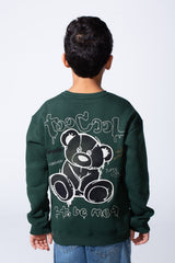 Boy’s Front Print Oversized Melton Crew Neck Long Sleeve Comfy Sweatshirt