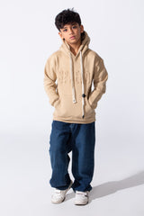 Boy's Embossed Hooded Tomato Store Sweatshirt Kangaroo Pocket Oversized Melton Fabric