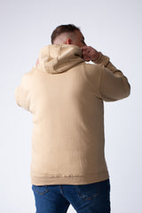 Men's Kangaroo Pockets Long Sleeve Small Front Text Print Basic Daily Wear Hooded Big Size Sweatshirt