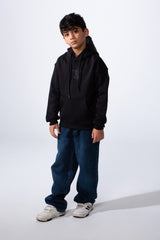 Boy’s Oversize Melton Casual Kangaroo Pocket Hooded Sweatshirt