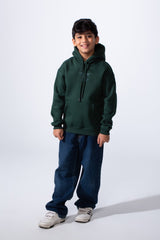 Boy’s Oversize Melton Casual Kangaroo Pocket Hooded Sweatshirt
