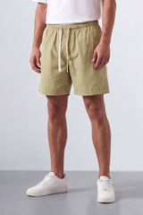 Men’s Tomato Store Shoreline Pull On Shorts Light Crinkle Surface Elastic Waist Rope Drawcord Side Pockets Back Patch Pocket Eyelet Detail Regular Fit Waterproof Above Knee Shape