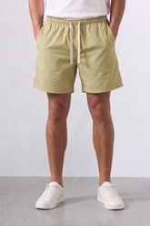 Men’s Tomato Store Shoreline Pull On Shorts Light Crinkle Surface Elastic Waist Rope Drawcord Side Pockets Back Patch Pocket Eyelet Detail Regular Fit Waterproof Above Knee Shape