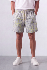 Men’s Tomato Store Acid Haze Shorts Cloud Wash Print Rope Drawcord Oversized Waterproof Side Pockets Back Eyelet Pocket Shape