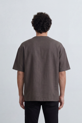 Men’s Tomato Store Summit Logo Oversize T-Shirt Made From Jersey Fabric With Clean Solid Surface Center Chest Mountain Artwork Print