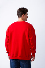 Men's Rounded Neckline With Playful Chest Print Long Sleeves Over Size Casual Everyday Wear Melton Sweatshirt