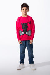 Boy's Modern Crew Neckline Long Sleeves With Ribbed Cuffs Graphic Print Practicality Casual Oversize Melton Sweatshirt