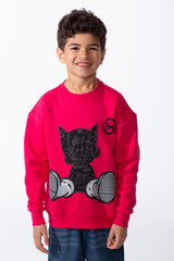 Boy's Modern Crew Neckline Long Sleeves With Ribbed Cuffs Graphic Print Practicality Casual Oversize Melton Sweatshirt
