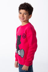 Boy's Modern Crew Neckline Long Sleeves With Ribbed Cuffs Graphic Print Practicality Casual Oversize Melton Sweatshirt