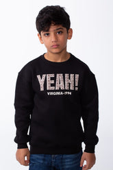 Boy's Crew Neckline Long Sleeves Finished Decorated Classic Oversize Fit Sweatshirt