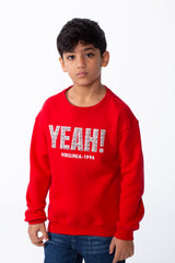Boy's Crew Neckline Long Sleeves Finished Decorated Classic Oversize Fit Sweatshirt