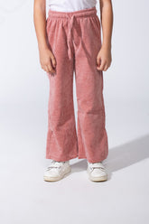 Girl's Textured Knit Fabric Elastic High Waistband With Modern Wide-Leg Cut Comfort Classic Wear Pants