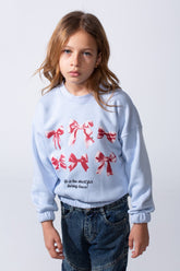 Girls’ Slim Fit Long-Sleeve Crew Neck Dropped Shoulders Elasticated Cuff And Waistband Graphic Print Modern Melton Sweatshirt