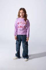 Girls’ Slim Fit Long-Sleeve Crew Neck Dropped Shoulders Elasticated Cuff And Waistband Graphic Print Modern Melton Sweatshirt