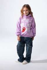 Girls’ Slim Fit Long-Sleeve Crew Neck Elasticated Cuff And Waistband Text Graphic Print Modern Melton Hooded Sweatshirt