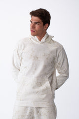 Men's Two-Piece Kangaroo Pockets With Unique All-over Marble Pattern Long Sleeves Cozy Comfy Melton Outfit Set