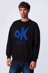 Men's Tomato Store Long Sleeve Crew Neck With Front Print Regular Fit Melton Sweatshirt