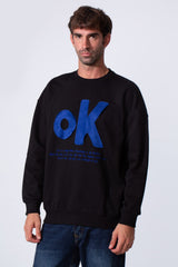Men's Tomato Store Long Sleeve Crew Neck With Front Print Regular Fit Melton Sweatshirt