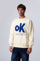 Men's Tomato Store Long Sleeve Crew Neck With Front Print Regular Fit Melton Sweatshirt