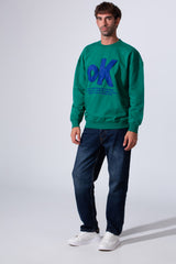 Men's Tomato Store Long Sleeve Crew Neck With Front Print Regular Fit Melton Sweatshirt
