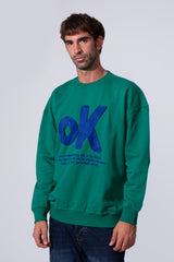 Men's Tomato Store Long Sleeve Crew Neck With Front Print Regular Fit Melton Sweatshirt