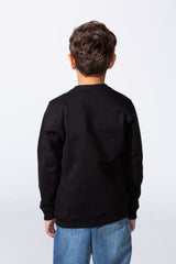 Boy's Long Sleeve Crew Neck With Front Print Slim Fit Melton Sweatshirt