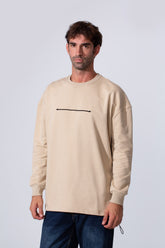 Men's Regular Fit Crew Neck Melton Front And Back Printed Sweatshirt