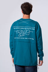 Men's Regular Fit Crew Neck Melton Front And Back Printed Sweatshirt