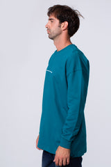Men's Regular Fit Crew Neck Melton Front And Back Printed Sweatshirt