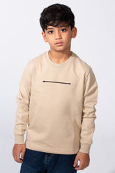 Boy's Slim Fit Crew Neck Melton Printed Sweatshirt