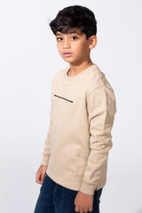 Boy's Slim Fit Crew Neck Melton Printed Sweatshirt