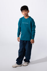 Boy's Slim Fit Crew Neck Melton Printed Sweatshirt