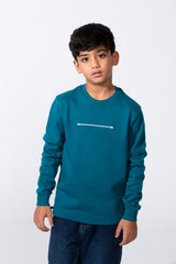 Boy's Slim Fit Crew Neck Melton Printed Sweatshirt