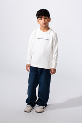 Boy's Slim Fit Crew Neck Melton Printed Sweatshirt