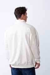 Men's High Neckline Long Sleeves Quarter Zip With Text Logo Print Regular Fit Sweatshirt