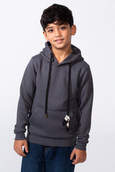 Boy's Basic Plain Slim Fit Hooded Sweatshirt