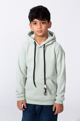 Boy's Basic Plain Slim Fit Hooded Sweatshirt