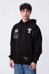 Men's Tomato Store Bold Raised Script Embroidery Double-Layer Hood Melton Oversize Sweatshirt