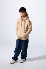 Boy's Tomato Store Bold Raised Script Embroidery Double-Layer Hood Melton Oversize Sweatshirt