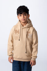 Boy's Tomato Store Bold Raised Script Embroidery Double-Layer Hood Melton Oversize Sweatshirt