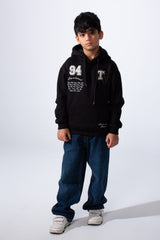 Boy's Tomato Store Bold Raised Script Embroidery Double-Layer Hood Melton Oversize Sweatshirt