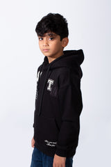 Boy's Tomato Store Bold Raised Script Embroidery Double-Layer Hood Melton Oversize Sweatshirt